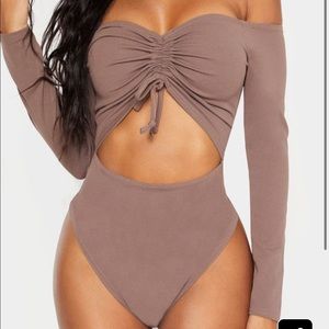 Off the shoulder ruched bodysuit